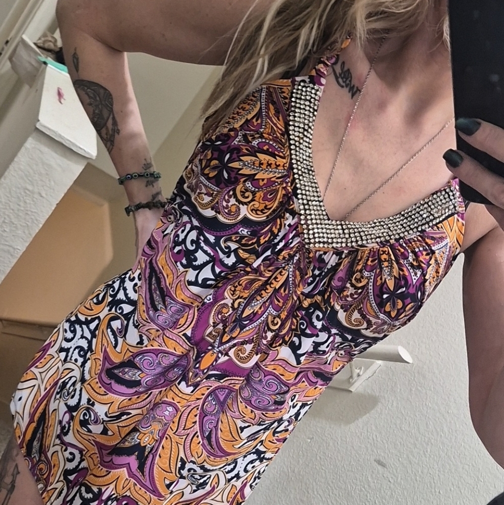 INC International Concepts Purple and Gold Embellished Camisole
